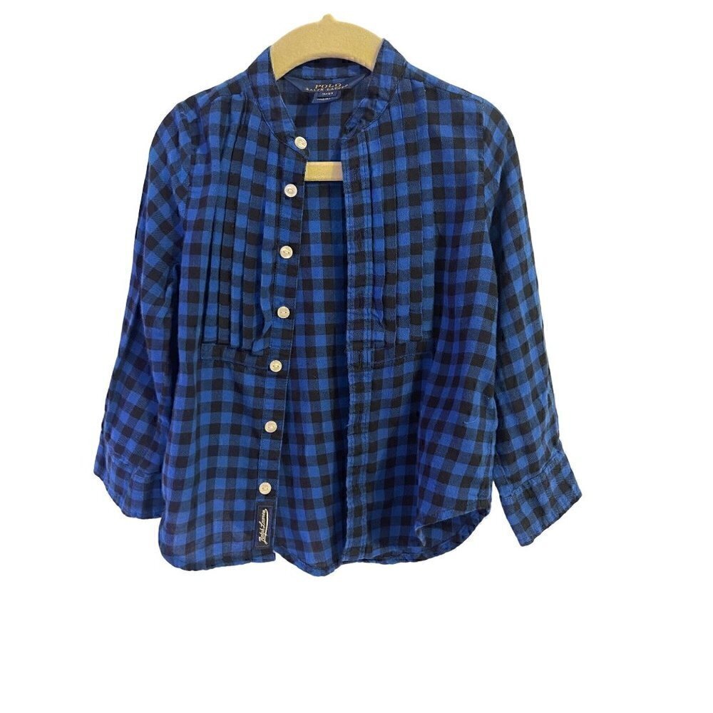 POLO Ralph Lauren Little Girl's Plaid Button Down Long Sleeve Shirt Size 3/3T